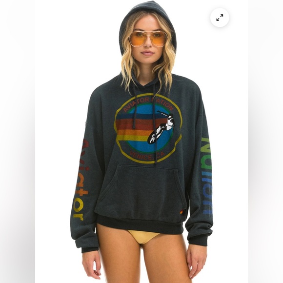 AVIATOR MEN’S NATION RELAXED PULLOVER CHARCOAL HOODIE SZ L - Picture 3 of 13